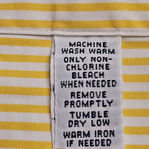 Ralph Lauren Dress Shirt Classic Fit Medium Yellow & White Stripes - Picture 9 of 16